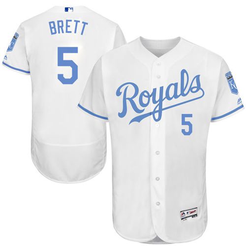 Royals #5 George Brett White Flexbase Authentic Collection Father's Day Stitched MLB Jersey